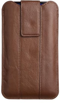 Mfzifya Genuine Leather Mobile Phone Waist Pack with Belt Buckle Vertical Waist Pack Suitable for:Galaxy A54/A55/A56/A57, iPhone 14/15/16/17 Pro Max etc (Brown ML09516 6.9)