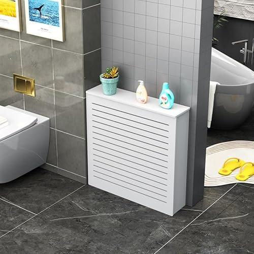 Heizungsabdeckung Für Ecken, Abdeckung Heizung, Lamellen-Design,Regal Über Heizkörper, Wärmepumpe Verkleidung Klima Sichtschutz Für Büro Flur Wohnzimmer Schlafzimmer(26.6*27.5*7.8in/60*70*20cm)