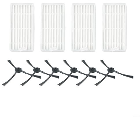 WIIYENA Staubsauger Ersatzteile für Medion MD 19500/19510/19511/19900, Roboter Staubsauger Zubehör-Kit mit 4 Filtern + 6 Seitenbürsten