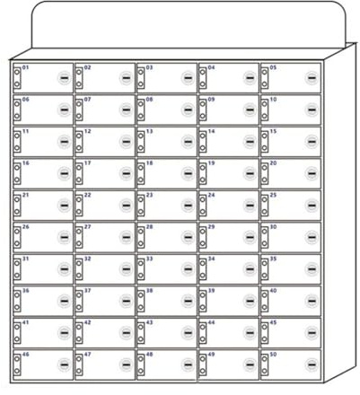 Acrylic Wall Mounted Mobile Phone Storage Locker with Lock Desktop Cell Phone Organizer Box for iPhone & Android Devices White 50 Size