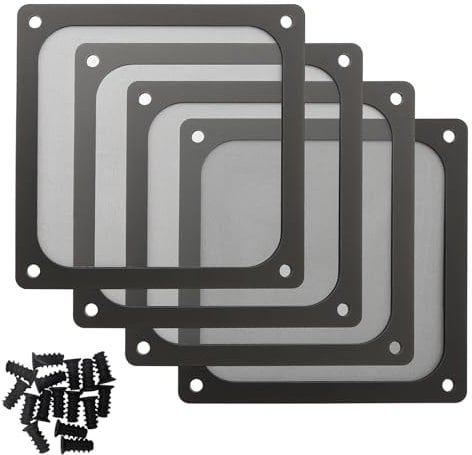90mm 92mm PC Computer Case Fan Dust Filter Grills with Magnet and Screws, Ultra Fine Nylon Mesh, Black Color - 4 Pack