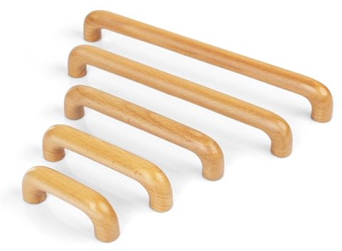 KOVNISE Tiradores de Madera Maciza de Haya Color Madera Original Estilo Simple Para Armario Puerta Cajón Aparador Cajón Gabinete (2, 224mm)
