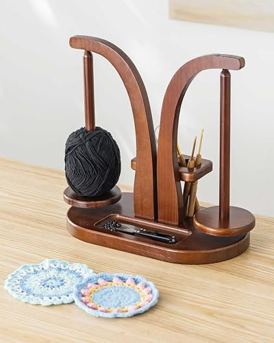 Baffect Yarn Holder Magnetic, Wool Holder Wooden with Knitting Accessories Organizer, Double Yarn Ball Holder Stand for Crochet Lovers