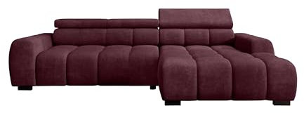 DomoHome Ecksofa Bull – Modernes stilvolles Eckcouch, Verstellbarer Sitz, Ohne Schlaffunktion, Hochwertiger Eden-Stoff, Rechts-Layout, Maße: 285x168x97 cm, Farbe: LILA