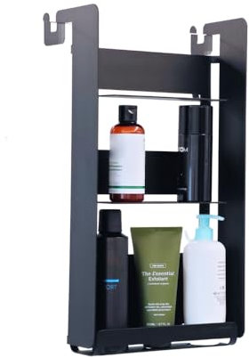 Radius® Duschregal Ohne Bohren Duschablage zum hängen Badezimmer Organizer Shampoo Halterung Dusche Duschkorb Halterung Shower Shelf zum selbst knicken mit Haken schwarz