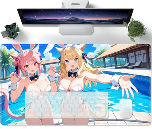 Fille Sexy d'anime Kawaii Tapis Souris Gamer XL 700x300 Extra Large Mouse Mat d'ordinateur Pad de Bureau Surface Lisse et Base en Caoutchouc Anti-dérapant Mouse Pad