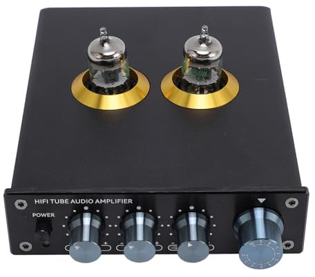 HiFi Röhrenvorverstärker, kompakter Aluminium Stereo Vorverstärker mit Equalizer für Audiophile Plattenspieler Lautsprechersysteme, eingebaute Schutzschaltung, austauschbare