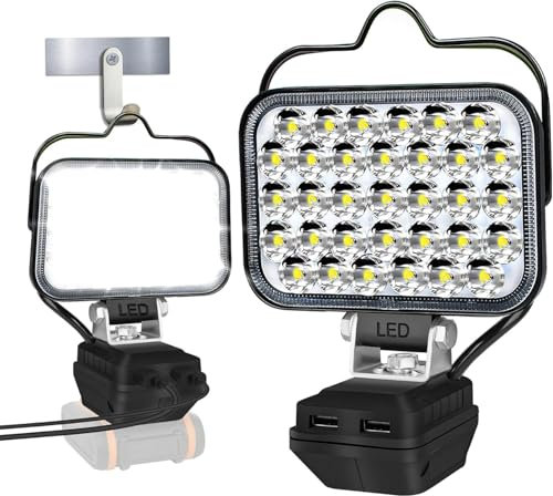 Arbeitsleuchte für Worx V20 Akku Lampe, 84W 8000LM,Tragbares Kabelloses Flutlicht mit USB und Typ-C-Schnellladeanschluss für Worx Werkzeuge,LED-Strahler für Camping,Angeln,Werkstatt (No Akku)