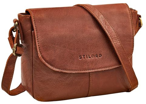 STILORD 'Elowen' Kleine Umhängetasche Damen Leder Handtasche Braun Klein Echtleder Damentasche Vintage Ledertasche Crossbody Bag Schultertasche
