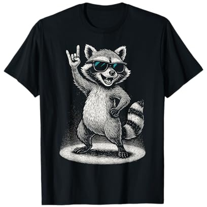 Waschbär Rocker Hard Rock Heavy Metal 80er Jahre 90er Jahre T-Shirt