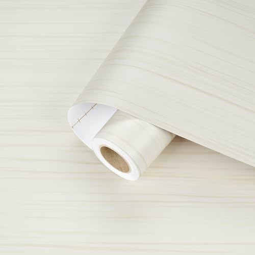 Skyblur Selbstklebende Tapete Holzoptik Weiß/Beige 40x200cm | Klebefolie, Vinyltapete, Für Arbeitsplatte Küche Schrank, Schrankfolien