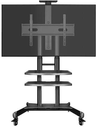 JYBNBBE LCD-TV-Rahmen-Bodenständer - Mobiler TV-Wagenständer mit Rädern - Tragbarer TV-Bodenständer, passend für 32 bis 75 Zoll große LCD-LED-Plasma-Flachbildschirme mit Ablagefächern