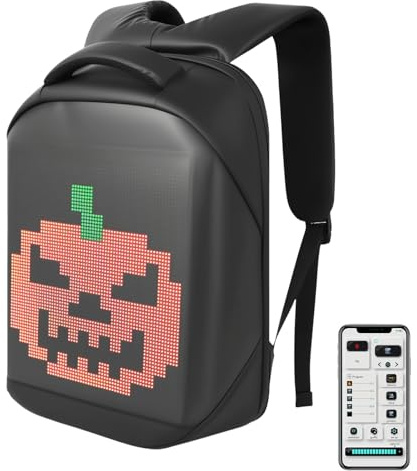 Taysem Customizable Smart LED Backpack - Light Up Customized Laptop Backpack, Mens Cool Backpacks for Motorcycle, Cycling, Black, Standard, Motorcycle