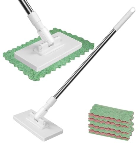 Wischmopp Mit Druck Klemm System, Einweg Staubmopp Mit 4 Wiederverwendbaren | Ein Knopfs Zum Wechseln Automatisches Klemmtuch Bodenwischer Für Zuhause Büro Beste