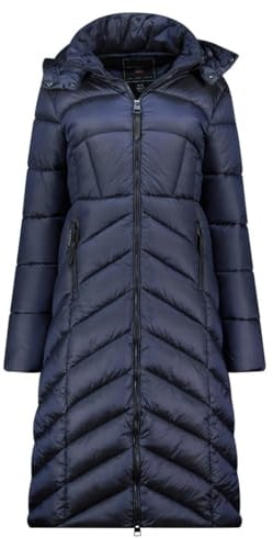 Geographical Norway BLANCHE LONG NAVY DB LADY 0116 NAVY (WZ5476F/GN-MARINE) Damen-Winterjacke, marineblau, mit Kapuze, lang, warm, bequem, Reißverschluss