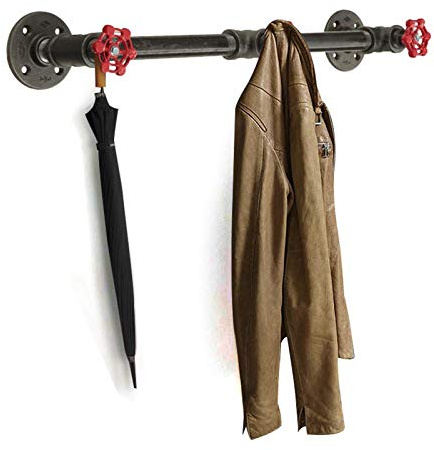 Barra portasciugamani industriale vintage, montaggio a parete, con 3 ganci per interruttore valvola, 50 cm