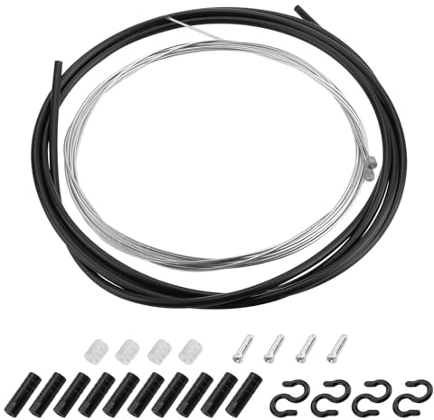 Fahrrad Schaltzug Set, Inkl. 2m Hülle & 2 verzinkten Stahl-Innenzügen, Mit Endkappen, O-Ringen, Führungsclips, Universeller Ersatz für Vorder- und Hinterradschaltung, Für MTB, Rennrad, Faltrad