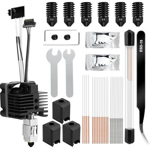 40 Pcs P1 Series Hotend Fan Kit for Bambu Lab P1/P1P/P1S 3D Printers, Replacement Maintenance Set with 0.2/0.4/0.6mm Hardened Copper Nozzles, High-Temp Heating Block, Wrenches & Cleaning Needles