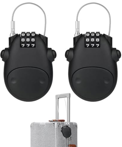 2 Pcs Ski Cable Lock, 75cm Retractable Small Bike Lock, Multipurpose Snowboard Combination Locks for Luggage, Helmets, Suitcases, Bike, Snowboard
