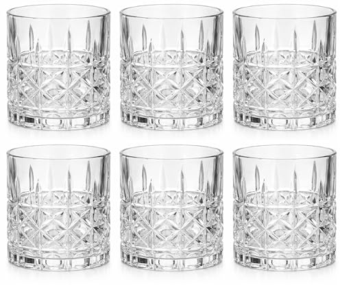 MundoTarros 6 Vasos de Cristal Anchos, 275 ml, Diseño Recto Elegante, Base Gruesa y Resistente, Aptos Lavavajillas, 6 Unidades