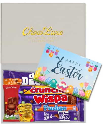 Chocoluxe Co Easter Chocolate Gift Box With Chocolate Bunny | Made with Assortment of Dairy Milk Selections | Ideal Easter Gifts For Kids | Gifts For Adults | Hamper For All With Insert Card