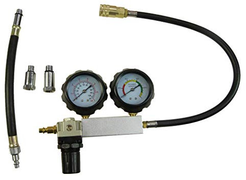 KATSU Zylinder Lecksucher Tester Druckverlust Tester Druckprüfer Werkzeug Benzin Motor Kompression Dual Manometer Lecksuchwerkzeug Set 12 und 14mm Zündkerzen
