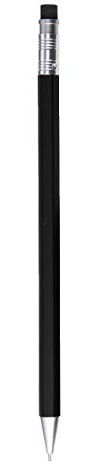 Muji Druckbleistift, sechseckig, mit Holzschaft und Radierer, Strichbreite 0,5 mm, schwarz, 61415826