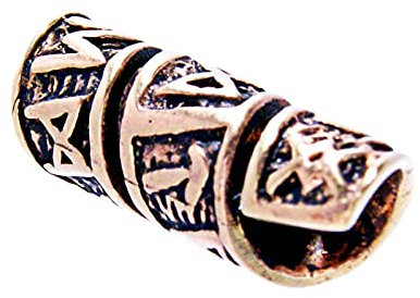 Kiss of Leather Runen Alphabet Bartperle Lockenperle aus Bronze, 6 mm Innendurchmesser