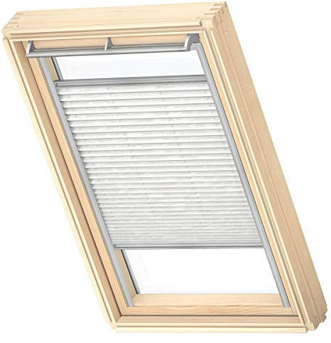 VELUX Original Dachfenster Plissee für P06, Weiß Gemustert, mit Grauer Führungsschiene