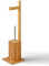 MSV 140632 WC Garnitur aus Bambus Toilettenpapierhalter aus Holz mit separatem Kunststoffbehälter