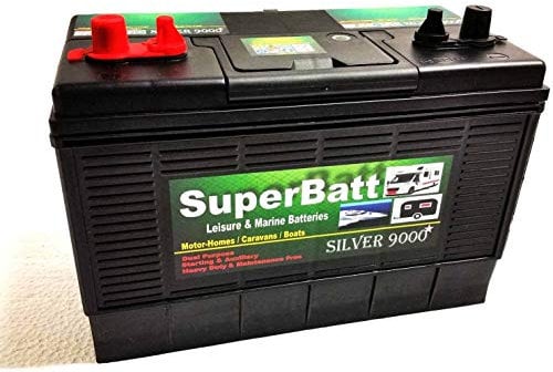 12V 120AH SuperBatt DT120 Heavy Duty Ultra Deep Cycle Dual Purpose Leisure Marine Battery with Dual Terminals (Twin Posts) & Charge Indicator Replace 105AH ; 110AH ; 115AH ; 120AH