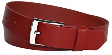 Vascavi Ledergürtel echt Leder, 3 cm breit und ca. 0.25 cm stark, Gürtel, Hüftgürtel, Jeansgürtel, Made in Germany (115 cm Gesamtlänge 125 cm, Rot)