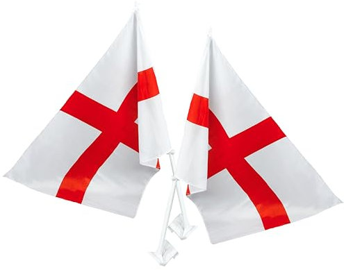 BARGAINS-GALORE SET OF 2 ENGLAND CAR FLAG WINDOW ST GEORGES CROSS FOOTBALL VAN WORLD CUP 2018