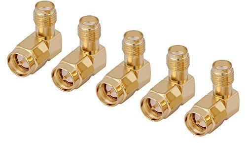 Walfront 5 Stück SMA Stecker auf Buchse 90 Grad Winkeladapter SMA Stecker und Buchse HF Koaxial Koaxialkabel Verlängerungskabel