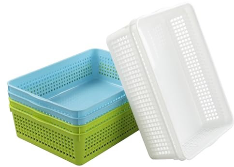 Ucake A4 Plastic Storage Baskets Trays, A4 Tray Baskets, 6 Pack