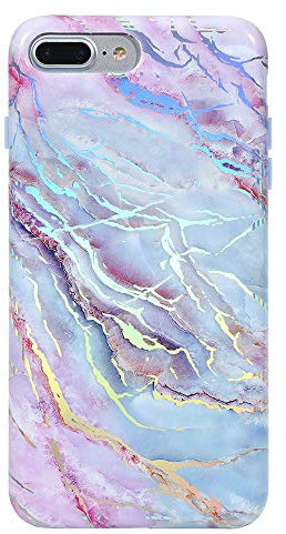 Velvet Caviar for iPhone 8 Plus Case & iPhone 7 Plus Case Marble for Women & Girls - Cute Protective Phone Cases [Drop Test Certified] (Pink Iridescent Holographic Blue)