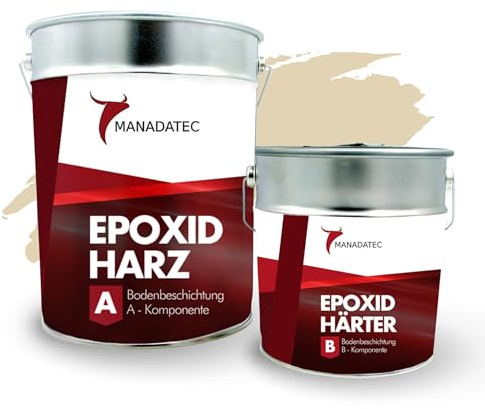 MANADATEC B471 Peinture Résine Époxy Bi-Composant Interieur 5 kg | RAL 1015 Ivoire clair | Revêtement de Sol Époxy 2K Pour Garage, Béton, Atelier, Sous-Sol, Cave, Entrepôt et Local Technique