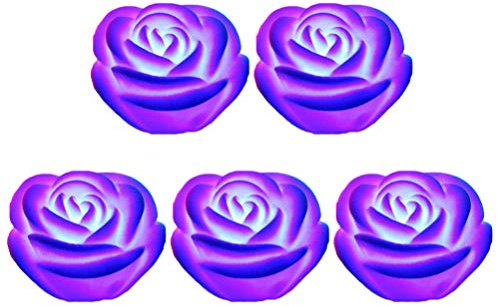 Uonlytech LED- Lichtrose- 5 stücke flammenlose Kerze nachtlicht led teelichter wasserdicht schwimmende Rose für Pool Garten Aquarium Hochzeit lila Floating Flower LED- Kerzen