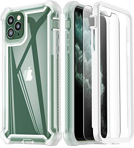 Garegce Coque Compatible avec iPhone 11 Pro 2019, Verre trempé Protecteur écran, Antichoc 360 Silicone Bumper, TPU et PC Protection Cover Compatible avec iPhone 11 Pro - 5.8 Pouces - Clair