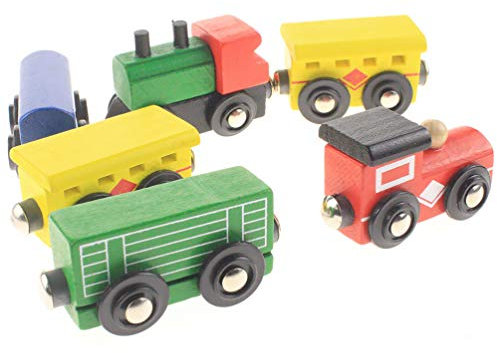 BESPORTBLE 6 Stück Holzzug Set Zug Spielzeug Magnet Set Holzschienen Fahrzeuge BAU Spielset Lernspielzeug für Kinder Kleinkind Jungen Mädchen Party Gunst