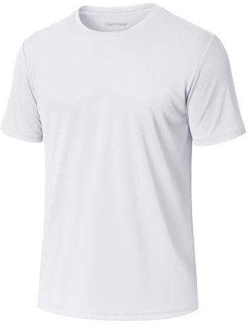 MAGCOMSEN Sportshirt Herren Kurzarm UV Shirt Wasser Atmungsaktiv Sport T Shirt UPF 50+ Wandershirt Leicht Basic Weiß XL