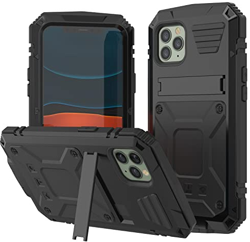 PunkCase Schutzhülle für iPhone 11 Pro aus Metall [2.0 Serie], robuste Rüstungsabdeckung, Ganzkörper-Aluminium und TPU-Design mit eingebautem Displayschutz aus gehärtetem Glas für iPhone 11 Pro (2019)