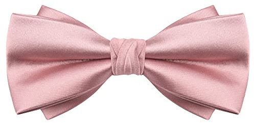 WANYING Nœud Papillon pour Homme Pré-noué avec Fermeture à Crochet Batwing Nœud papillon Réglable 12 × 6 cm - Uni Rose clair