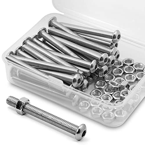 (30 Sätze) M5-0,8 x 40mm Innensechskantschrauben und Muttern Set 304 Edelstahl 18-8 Rundkopfschrauben