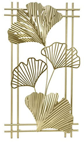 CHICIRIS Wanddeko Wohnzimmer, Wanddeko Metall, Simulierte 3D Ginkgo Blätter Wall Decoration, Hängende Wandskulptur mit Rahmen für Wohnzimmer, Büro, Zuhause, Hotel, Chlafzimmer