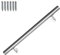 Gimisgu Corrimano in acciaio inox, ringhiera da parete, per interni ed esterni, asta con supporto e tappi terminali, Ø 42 mm, lunghezza: 80 cm