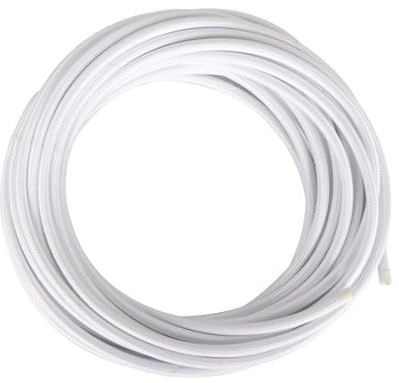 LEDSone 3 Core Round 5 Meter Black Fabric Braided Flex Lighting Cable, Vintage Electrical Cable Wire Flexible Fabric DIY Electrical Wire for Lamps, Flex Cables for Appliances (White - Round)