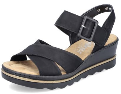 Rieker Damen Klassische Sandalen 67463, Frauen Sandalen,Sommerschuhe,Freizeitschuhe,offene Schuhe,Strandschuhe,schwarz (00),39 EU / 6 UK