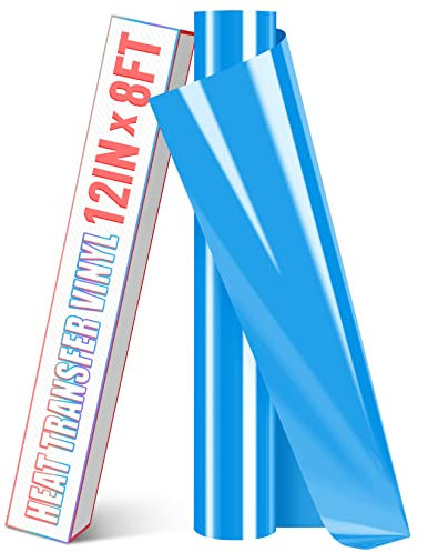 HTVDIY Heat Transfer Vinyl Roll - 12In x 8Ft Blue HTV Vinyl for T-Shirts, Bag, Fabric, Clothing