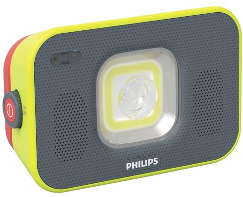 PHILIPS LED Work Light Xperion 6000 Flood Audio, Rechargeable LED floodlight with zoomable and dimmable Light, Bluetooth Speaker, 1000lm, Motion Detection, Power Bank Function